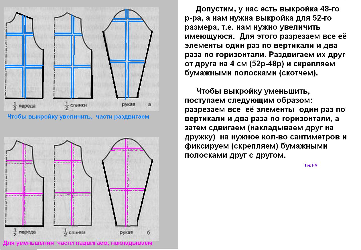 Как увеличить выкройку на 2 размера