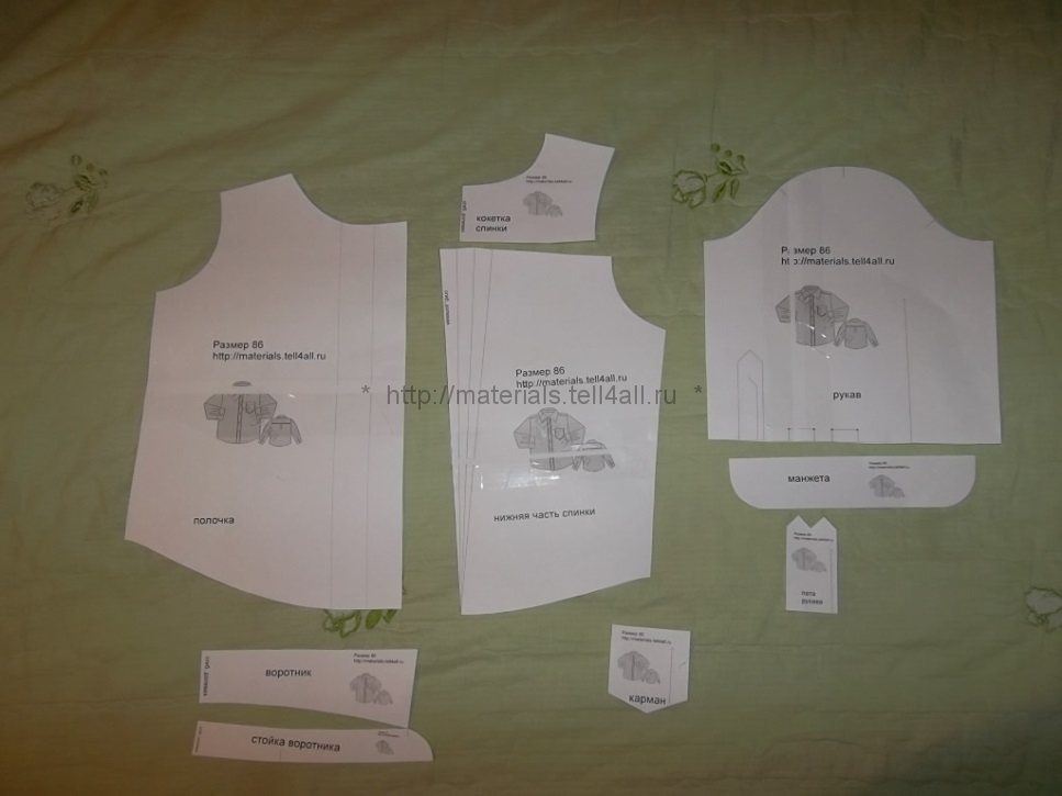 Кройка деталей рубашки для мальчика и припуски швов